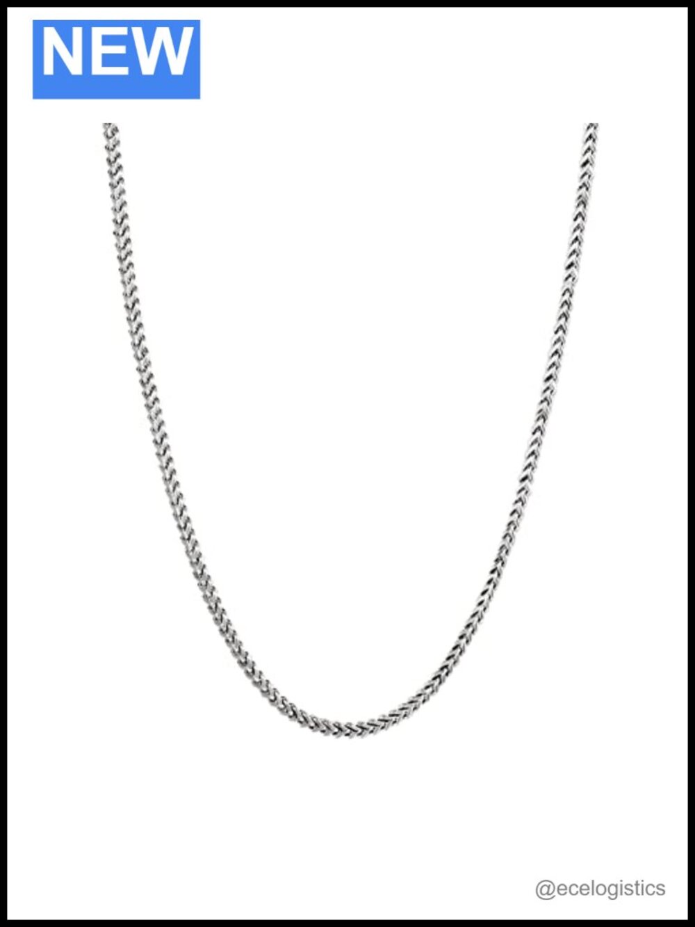 925 Sterling Silver Rhodium Plated Franco Square Box Chain Necklace